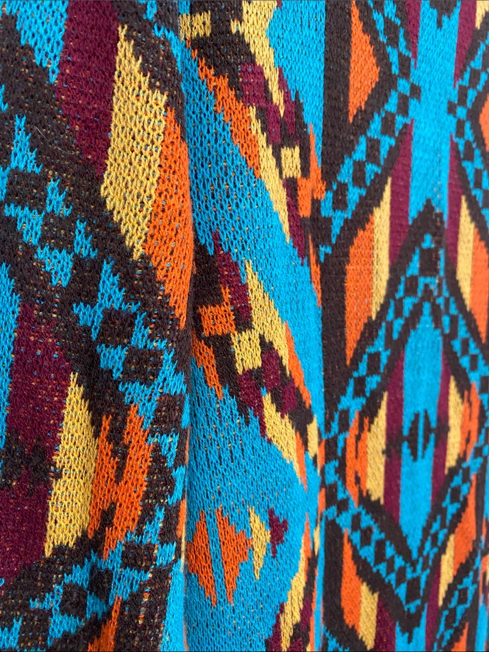 Rock & Roll Cowgirl Turquoise Orange Brown Aztec Open Cardigan - Picture 3 of 5